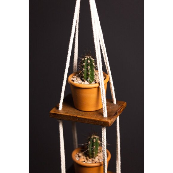Boho 2 Level Small Flat Handmade Macrame Plant Hanger|Handmade Home Decor(ID 537 - Picture 5 of 8